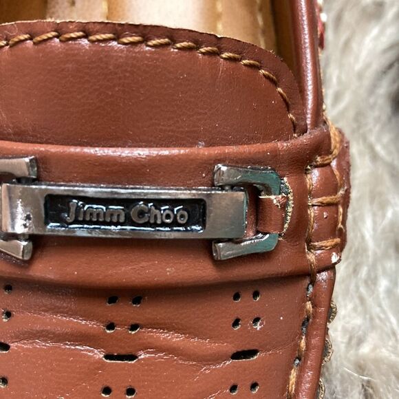 Brown Leather Dress Shoes with Moccasin Stitching and Buckle Accent - Picture 3 of 10